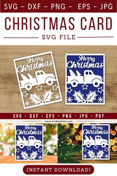 christmas card svg file with three different designs