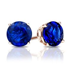 This gorgeous style of round blue sapphire gemstone stud earrings that holds an approximate total weight of 0.25 ct. comes in a 14k rose gold 4-prong basket setting with a choice of push-back or lever back clasps. Diy Jewelry Storage, Blue Gift Ideas, Gown For Wedding, Princess Cut Stud Earrings, K Dot, Black Diamond Pendant, Sapphire Earring, Blue Sapphire Studs, Black Diamond Studs