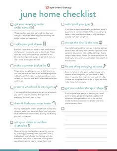 the june home checklist is shown here