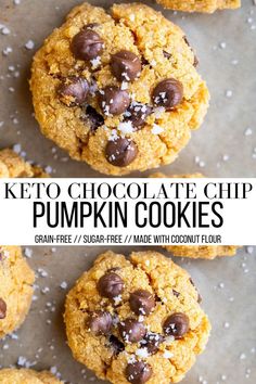 keto chocolate chip pumpkin cookies with text overlay