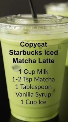 a cup of starbucks iced matcha latte on a table