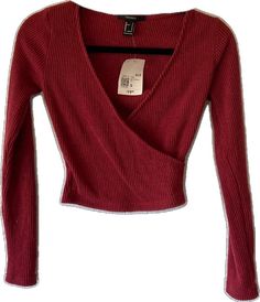 Ribbed Top, Red Top, Forever 21 Tops, Criss Cross, Forever 21, Long Sleeve Tees, Long Sleeve, Red, Women Shopping