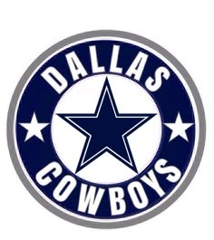 the dallas cowboys logo is shown in blue and white