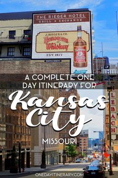 the sign for kansas city's missoup is featured in this postcard