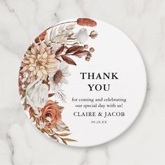 an image of a thank card with flowers on the front and bottom, which reads, thank you for coming and celebrating our special day with us