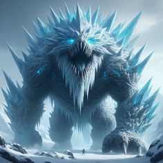 a giant ice monster standing in the snow