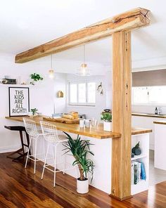 the kitchen is clean and ready to be used as a dining room or living room