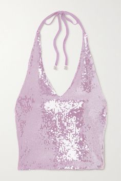 Rotate Birger Christensen, Sparkle Top, Halterneck Top, Sparkly Top, Birger Christensen, Pink Lilac, Halter Neck Top, Purple Top