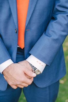 Autumn barn wedding in the Hamptons: http://www.stylemepretty.com/2014/06/24/autumn-barn-wedding-in-the-hamptons/ | Photography: http://www.brklynview.com/ Blue Wedding Colors Summer, Blue Suit Orange Tie, Autumn Barn Wedding, Groom Blue Suit, Groomsmen Fashion, Fall Barn Wedding, Hamptons Wedding, View Photography, Wedding Colors Blue