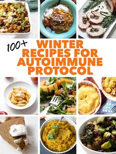 the cover of 100 + winter recipes for autoimmune protocol