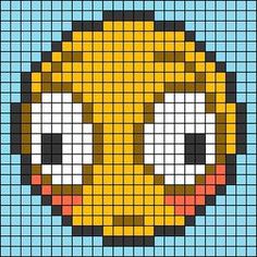 a pixellated image of a yellow bird with big eyes on it's face