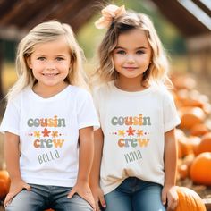 Get these Cousin Crew Shirts for your whole family.A great way to celebrate your Thanksgiving and fall season together. The cousins will love wearing these soft comfy shirts with neutral fall leaves on the front along with their names. These cousin crew shirts will be a big hit will the whole family. Thanksgiving Cousin Crew Shirts, Cousin Crew Shirts, Cousin Shirts, Matching Family Shirts, Cousin Gifts, Cousin Crew, Comfy Shirts, Crew Shirt, Fall Leaves