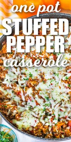 one pot stuffed pepper casserole with cheese and parsley