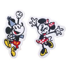 two mickey and minnie mouse patches