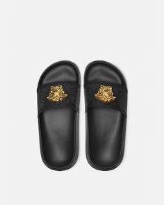 Palazzo Slides Versace Slides, Versace Sandals, Versace Pink, Faux Fur Slides, Uniqlo Bags, Vintage Chanel Handbags, Versace Logo, Versace Shoes, Women Slides