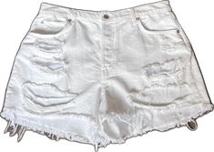 Jean Shorts White, Stretch Denim Shorts, Festival Shorts, White Jean Shorts, Ripped Shorts, Free Jeans, Free People Shorts, Denim Chic, White Denim Shorts