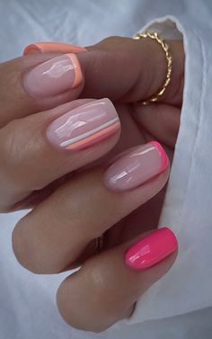 Nails With Flower Design, Vacation Nail Designs, Fake Nail Tips, French Manicure Nails, Nagel Tips