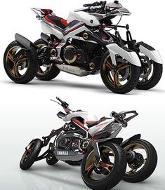 two motorcycles side by side on a white background