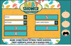 the baby shower game is shown with numbers and symbols for each child's birth