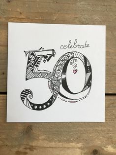 a greeting card with the number 50 printed on it