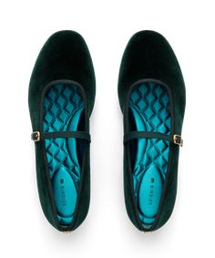 The Hummingbird - Mary Jane Dark Green Velvet Birdies Shoes, Dark Green Velvet, Velvet Flats, Velvet Shoes, Womens Ballet Flats, Mary Jane Flats, Lacing Sneakers, Sandals For Sale, Pretty Shoes