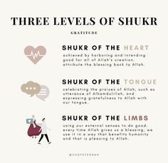 the three levels of shukr info sheet with instructions on how to use it for meditation