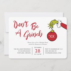 an image of a holiday party card with the grin on it's front and back