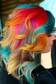 20 Ideas Vibrant Summer Ombre Hair Colors to Transform Your Look in 2024 Short Curly Hairstyles For Women, Short Curly Hairstyles, Multi Colored Hair, Multicolored Hair, Bright Hair