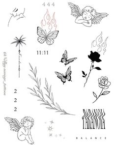 some tattoos with different designs on them