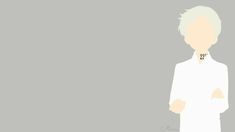 an anime character with white hair standing in front of a gray background and wearing a white shirt