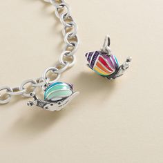 A whimsical addition to your bracelet that is sure to make others smile, this sterling silver, hand-enameled snail charm features several shades of vivid colors (blue, green, orange, purple, red, yellow and white) for a joyful, garden-inspired look. A reminder to slow down and appreciate the small things in life, it pairs well with other colorful, nature-themed designs. Playful Multicolor Jewelry With Removable Charms, Whimsical Multicolor Sterling Silver Jewelry, Multicolor Sterling Silver Charms Jewelry, Sterling Silver Multicolor Charms Jewelry, Multicolor Enamel Charms For Gifts, Appreciate The Small Things, James Avery Charm Bracelet, The Small Things In Life, Small Things In Life