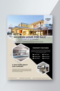 a modern house for sale flyer template