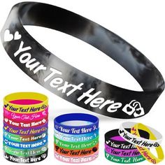 PRICES MAY VARY. ✨Personalized Rubber Wristbands: Our custom silicone wristbands are embossed filling, available with the front side and the back side customization. Each side provides up to 25 characters (including spaces), also optional icons before and after the custom text. The thicker and larger fonts logos and the shorter message, for the better customization effect 🌟Wristbands Rubber Size: The personalized rubber bracelets have four sizes to choose from, such as 18cm /7.08in(Youth), 19cm Large Font, Rubber Bracelets, Wristband Bracelet, Short Messages, Sport Motivation, Motivational Gifts, Wristbands, Good Things, Gifts