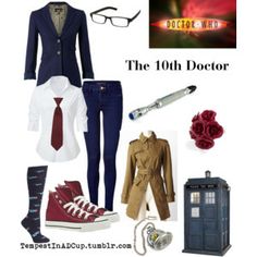 the tenth doctor costume is on display with other items including shoes, socks and accessories