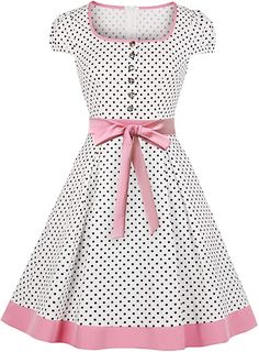 Polka Dot Summer Dresses, Vintage Polka Dot Dress, Vintage 1950s Dresses, Rockabilly Dress, Vestidos Vintage, 1950s Dress, Look Vintage, Mode Vintage, Looks Vintage