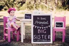 Promoted To Big Sister Photoshoot, Pregnancy Announcement With Toddler Girl, 2nd Child Announcement, Sibling Baby Announcements, Second Pregnancy Announcements, Pregnancy Announcement Big Sister