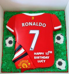 a cake in the shape of a soccer jersey