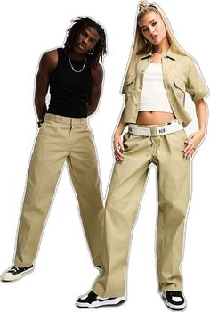 Khaki Bottoms With Belt Loops For Streetwear, Beige High-waisted Pants For Streetwear, Trendy Khaki Straight Leg Cargo Pants, Trendy Khaki Bottoms With Belt Loops, Khaki Pants With Flap Pockets For Spring, Spring Khaki Pants With Flap Pockets, Spring Khaki Jeans With Hip Pockets, Khaki Bottoms With Flap Pockets For Spring, Spring Khaki Bottoms With Flap Pockets