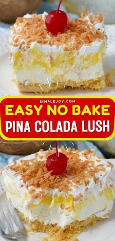 This no-bake pina colada dessert recipe is perfect to add to your summer desserts! One of the best lush cake recipes that's super simple to throw together, but is absolutely delicious! Great for picnics and parties! Pina colada lovers should try this recipe! Pina Colada Lush, Pina Colada Dessert, Pina Colada Cake Recipe, Quick Summer Desserts, Cookout Desserts, Lush Cake, Lush Recipes, Easy Summer Dessert Recipes, Hawaiian Desserts