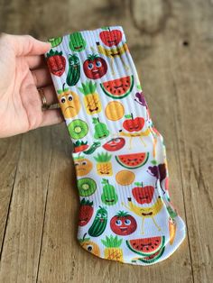 FRUIT AND VEGGIES - Kids Crew SocksIf you are a fan of having a sock for every occasion like me, look no further. You can easily celebrate any occasion, or non-occasion with the selection of socks we make.My son asked me for some socks that had fruits and vegetables on them. Who am I to deny him!? Heck yes I will. He selected each fruit and veggie for the socks, hence these fun, cute, and playful socks. What makes the cuteness factor go crazy, is the facial expressions on some of the fruit. (Ori Kids Veggies, Fruit And Veggies, Yes I Will, Who Am I, Facial Expressions, Fruits And Veggies, Fruits And Vegetables, My Son, Crew Socks