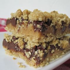 two chocolate chip bars stacked on top of each other