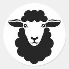 a black and white sheep head on a white background