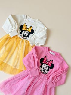 True to size. If on the smaller size range then recommend to size up before sizing down. Breathable light weight cotton Minnie Dress, Disney With A Toddler, Disney Outfits, Yellow Dress, Pink Yellow, Range, Yellow, Pink