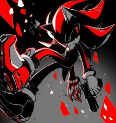 an image of a red and black sonic the hedgehog character on a dark background