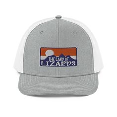 Complete your outfit with an embroidered trucker cap — It has a classic structured fit, adjustable plastic snapback, and a curved visor that matches its underbill.• 60% cotton, 40% polyester• 100% polyester mesh back• Structured, 6-panel, mid-profile cap• Pre-curved contrast stitched visor• Underbill matches visor color• Adjustable plastic snapback PLEASE NOTE: This cap is made to order * Due to the manufacturing process, once the order is placed no changes can be made * All caps are made on dem Trucker Hat With Logo Patch And Curved Visor, Gray Trucker Hat With Embroidered Logo, Gray Trucker Hat With Logo Patch And Curved Bill, Lizards, Snapback Cap, Contrast Stitch, Manufacturing Process, Black Charcoal, Trucker Cap