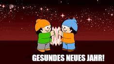 two children standing next to each other with the words gesundes neues jami