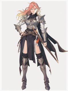 Armour Drawing Reference Female, Female Knight Sketch, Paladin Armor Female, Female Armor Concept Art, Female Knight Character Design, Paladin Pose Reference, Armored Character Design, Female Armor Art