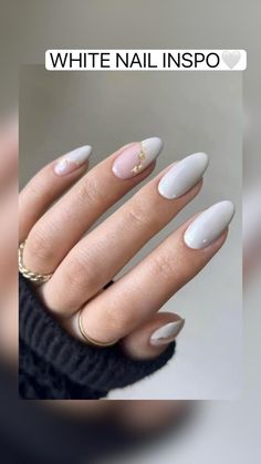 Oval Acrylic Nails, Chrome Nails Designs, Gray Nails, Almond Nails Designs, Classy Nails, Gold Nails, Trendy Nails, Almond Nails, Winter Nails