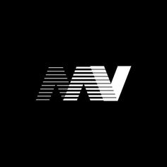 the letters m and w are made up of white lines on black background, with one letter