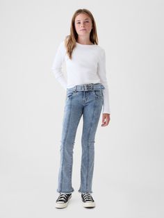 Low stretch denim bootcut jeans.  Double button closure at waist Faux Snap, Denim Bootcut Jeans, Boot Jeans, Jeans Button, Gap Kids, Bootcut Jeans, Jeans And Boots, Stretch Denim, Low Rise